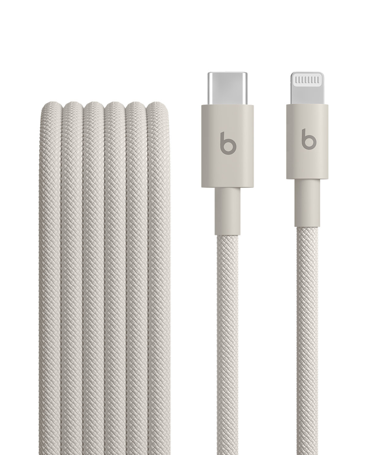 Close-up of Beats USB-C to Lightning Woven Cable in Surge Stone
