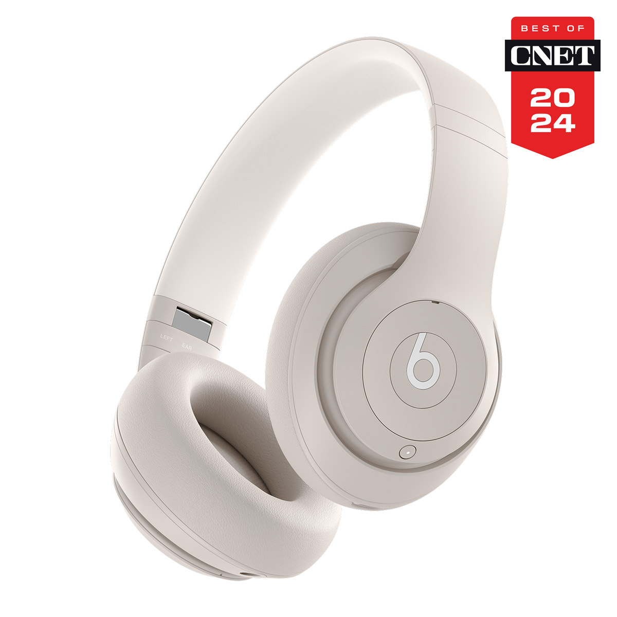 Close-up of Beats Studio Pro in Sandstone with Best of CNET 2024 badge.